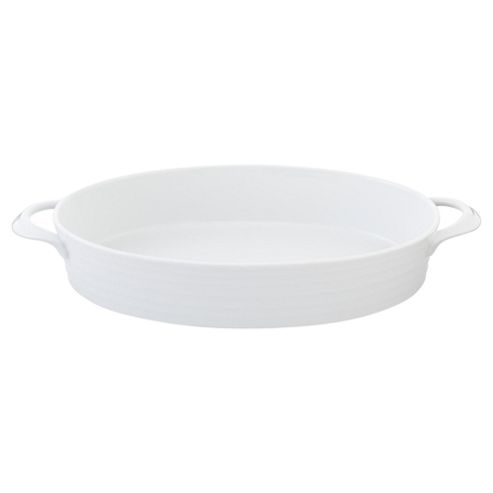 Image of Tesco Ribbed Oval Porcelain Roasting Dish, White
