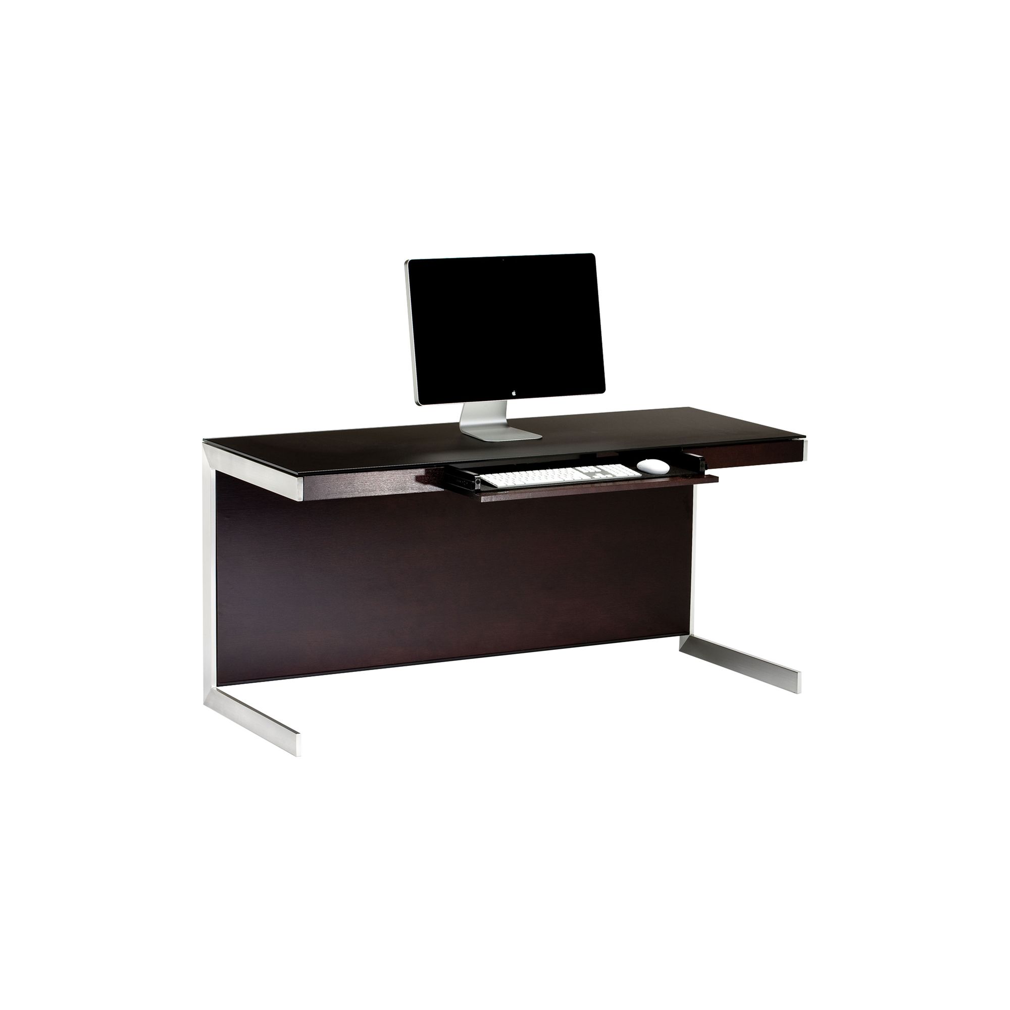 Sequel 6001 Desk in Espresso Stained Oak with Glass Top at Tescos Direct
