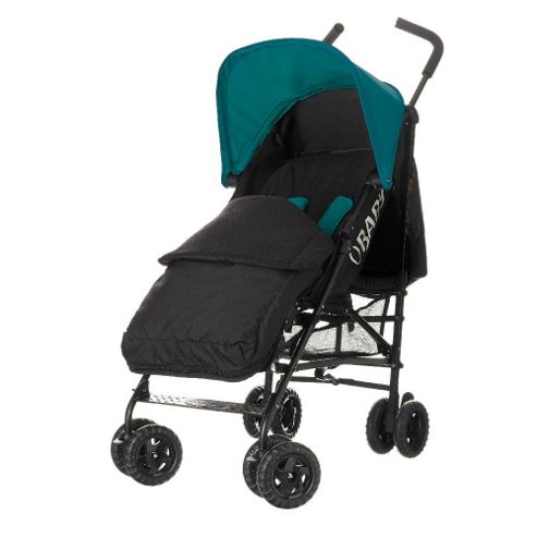 Image of Obaby Atlas Black & Grey Stroller With Black Footmuff - Turquoise