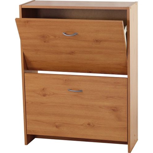 Image of Compact 2 Drawer Shoe Storage Cabinet - Pine