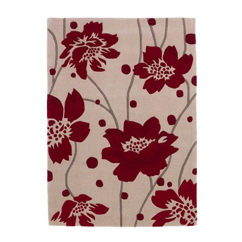Image of Oriental Carpets & Rugs Hong Kong Beige/red Tufted Rug - 170cm L X 120cm W
