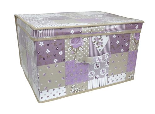 Image of Country Club Jumbo Storage Chest, Purple Patchwork, 50 X 40 X 30cm