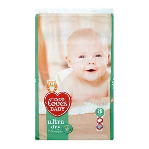 Image of Tesco Loves Babyu/dry Size 3 Midi Econ Pk 56