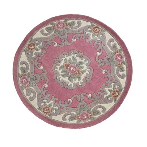 Image of Lotus Premium Aubusson Pink 120x120 Wool Rug