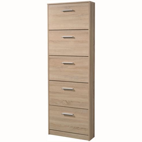 Image of 5 Flip Door Shoe Storage Cabinet - Light Oak