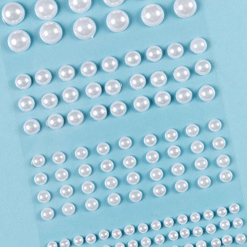 Image of Pearl Self-adhesive White Gems (pack Of 120)