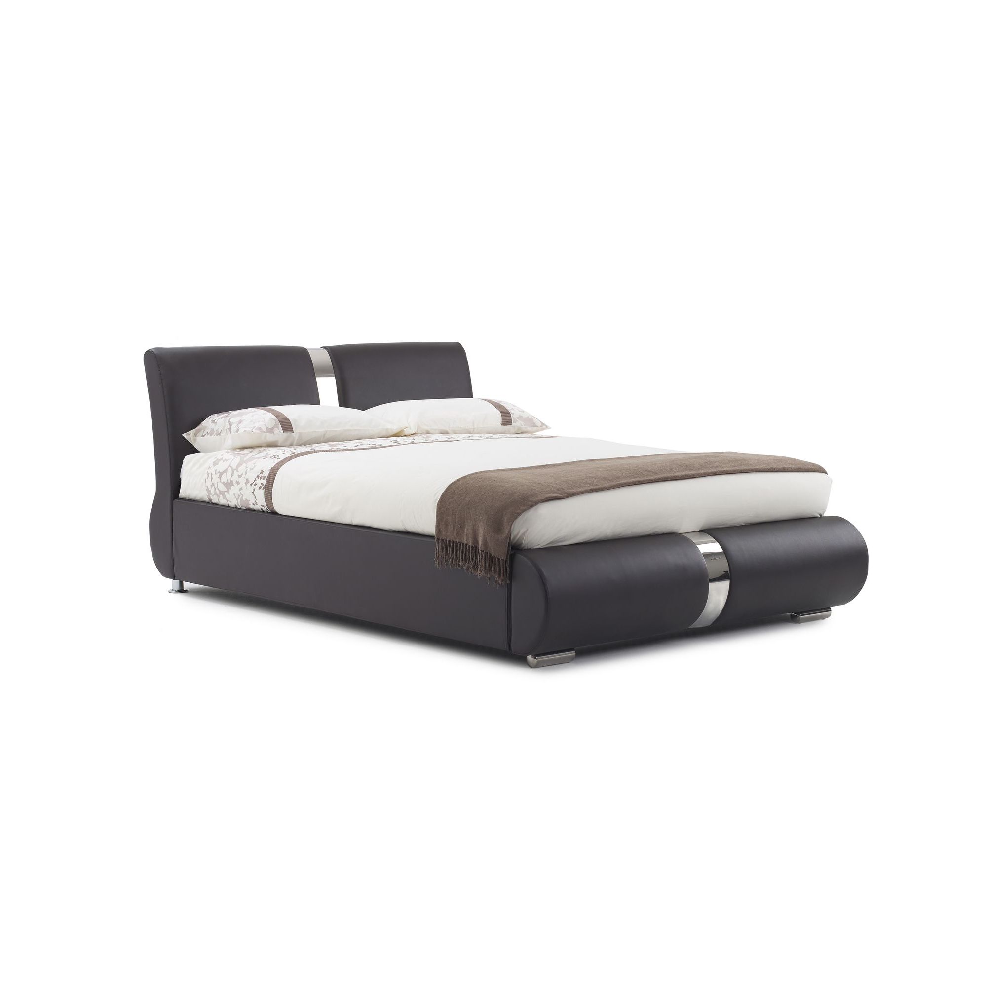 Frank Bosworth Milan Leather Bed - Double - Brown at Tescos Direct