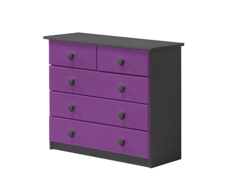 Image of 3 + 2 Chest Of Drawers In Graphite And Lilac
