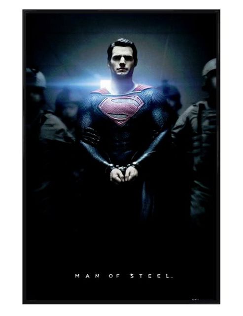 Image of Superman Man Of Steel Gloss Black Framed Henry Cavill Is Poster