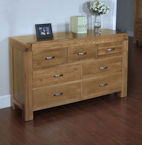 Image of Ametis Santana Blonde Oak 7 Drawer Wide Chest