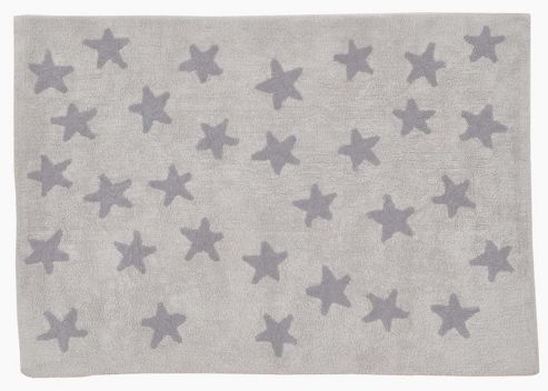 Image of Lorena Canals Linen Stars Grey Children's Rug - 120 Cm W X 160 Cm D (3 Ft 11 In X 5 Ft 3 In)