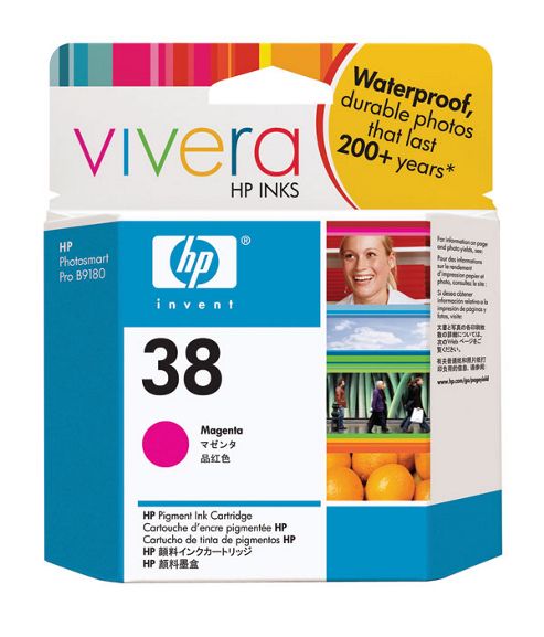 Image of Hp 38 Pigment Ink Cartridge With Vivera Ink - Magenta