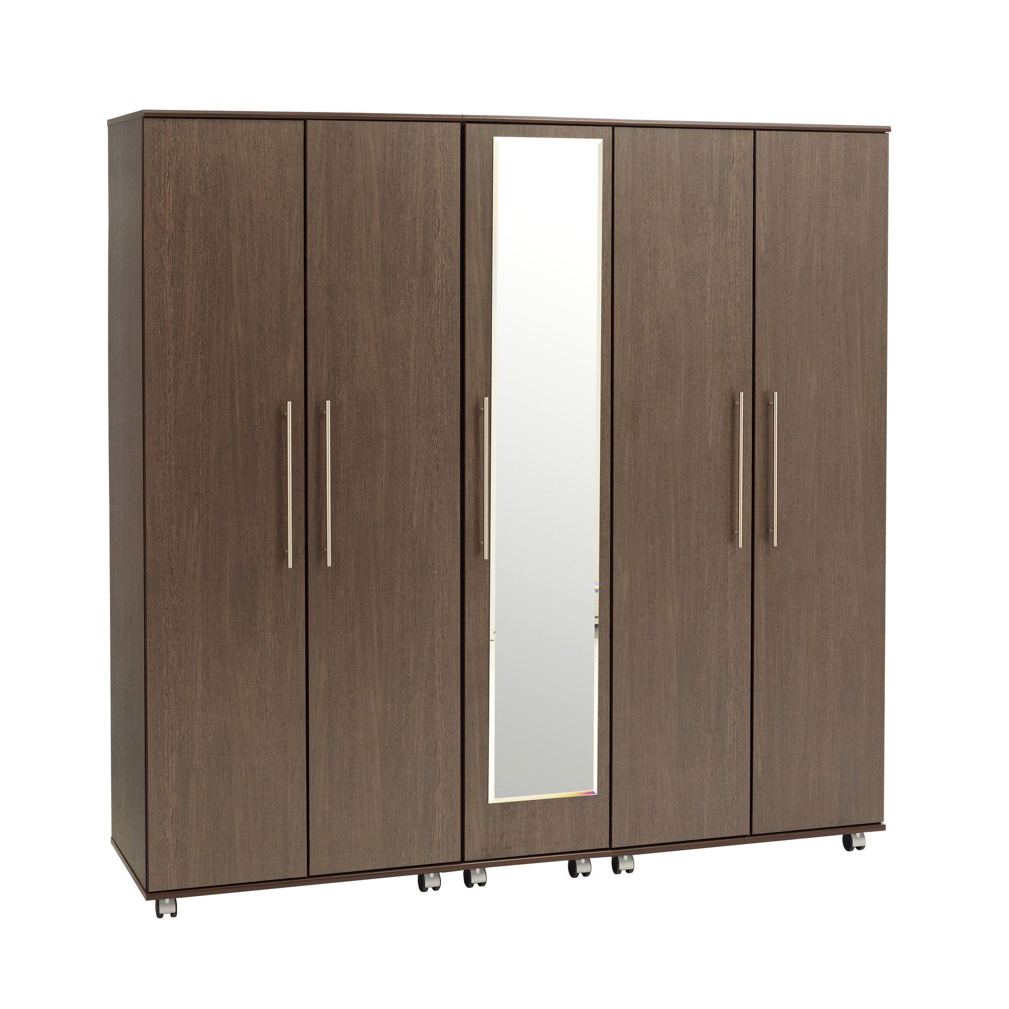 Ideal Furniture New York 5 Door Wardrobe - Gloss Black at Tesco Direct