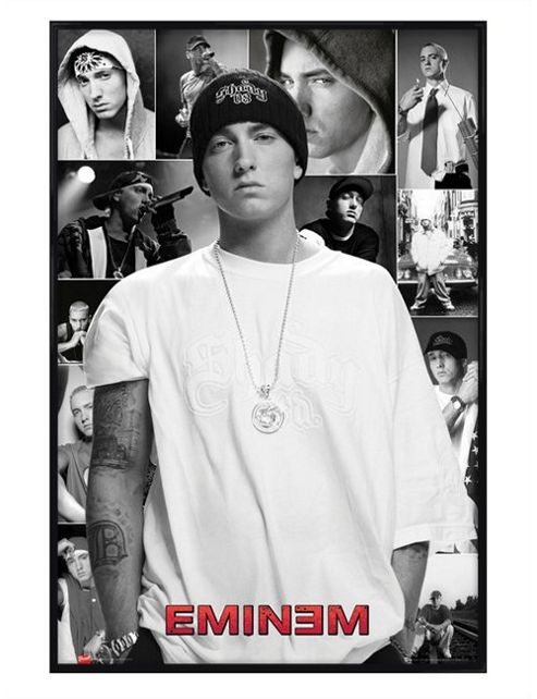Image of Gloss Black Framed Eminem Slim Shady Collage Poster