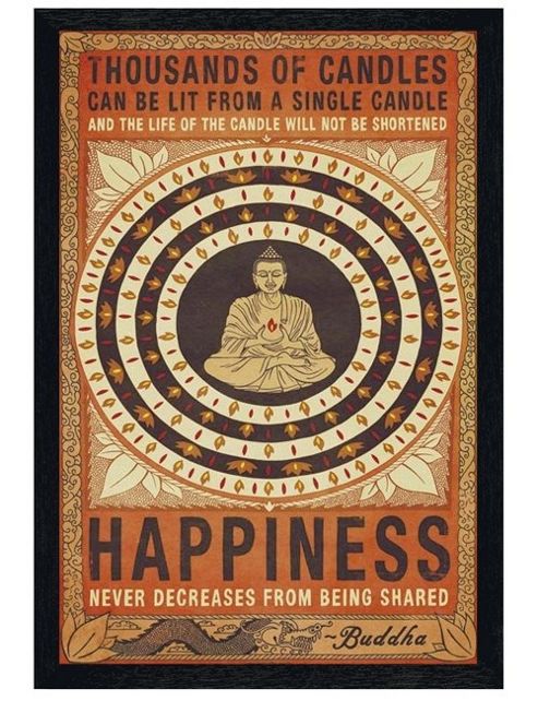 Image of Buddhist Values Black Wooden Framed Happiness Poster
