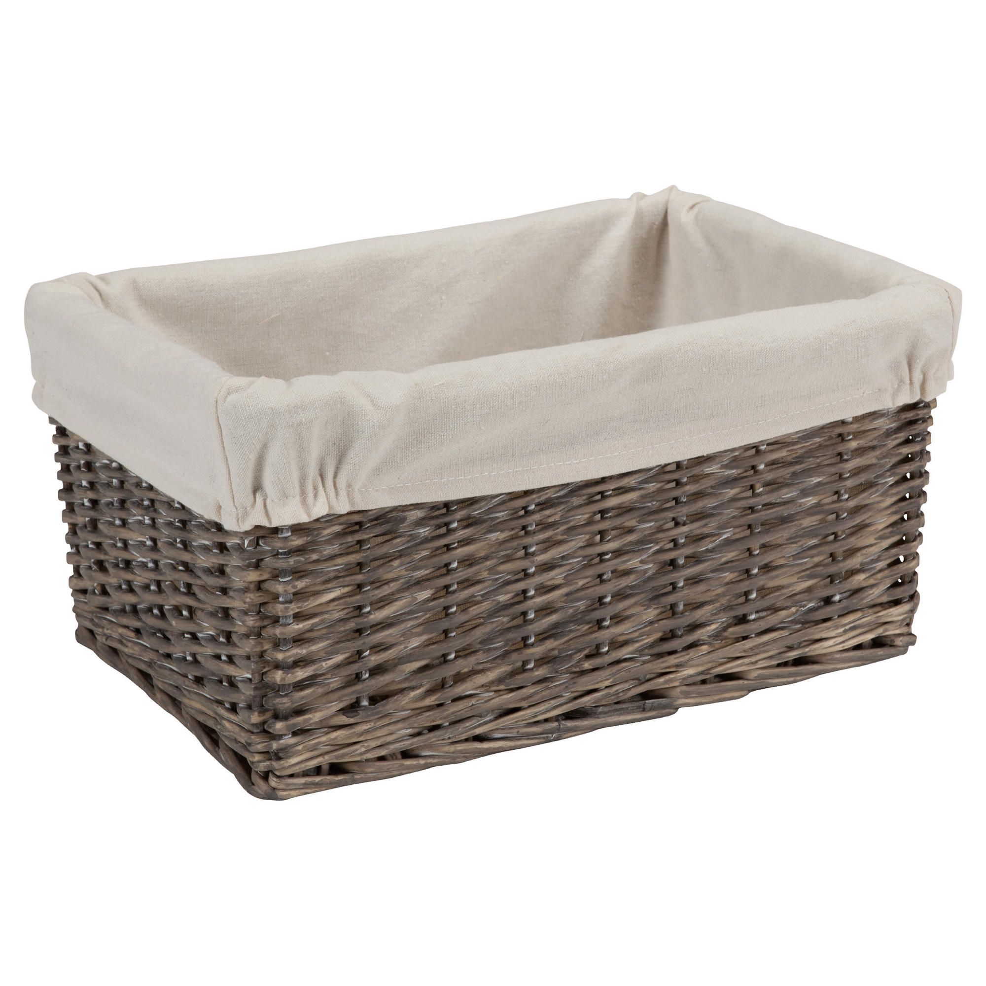 Tesco Grey Wicker Lined Media Storage Tesco Grey Wicker Lined Media Storage