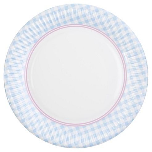 Image of Table Fun Blue Gingham Rim Paper Plate 24cm 8 Pack