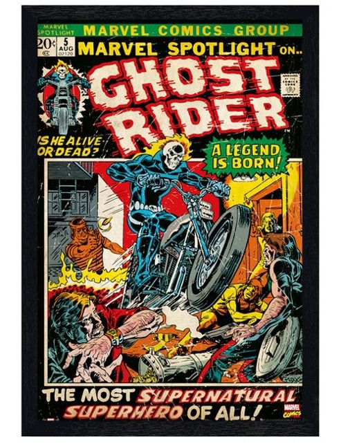 Image of Black Wooden Framed Marvel Comics Ghost Rider Poster