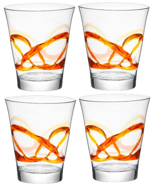 Image of Bormioli Rocco Ceralacca Tumblers Glasses - 385ml - 13oz - Orange - Set Of 4