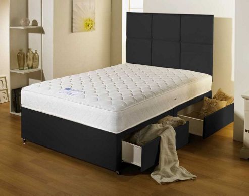 Image of Luxan Serenity Black 2 Drawers With Headboard 4 6 Divan