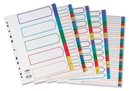 Image of Concord Plastic Index Polypropylene 120 Micron Europunched A-z A4 Assorted Ref 65799