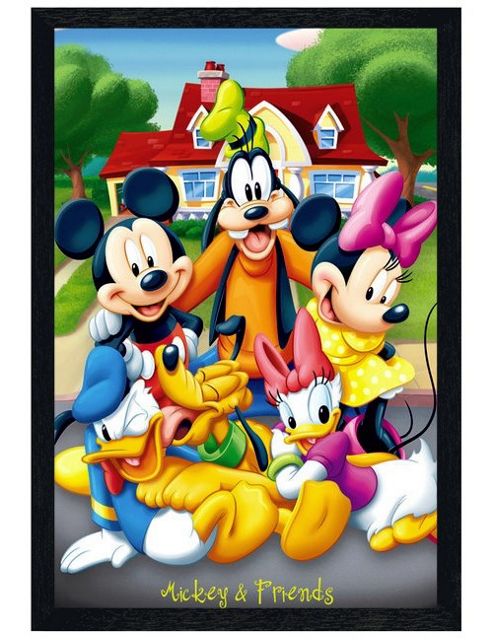 Image of Walt Disney Disney's Mickey Mouse & Pals Black Wooden Framed Fun With Mickey! Poster