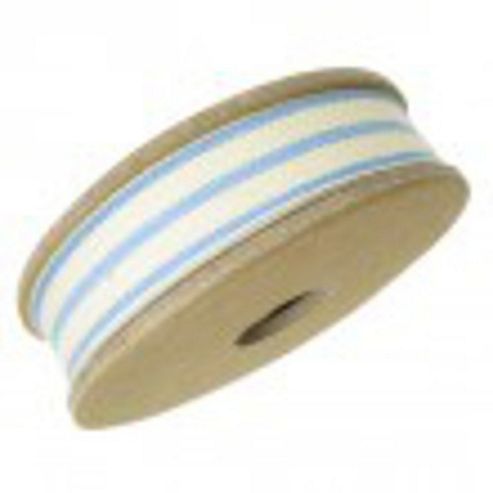 Image of Ribbon Reel - 2 Stripe Light Blue/cream