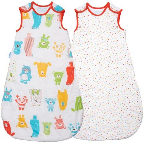 Image of Grobag Twin Pack Spotty Bear 2.5 Tog Sleeping Bags (0-6 Months)