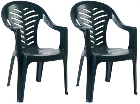 Image of Resol Palma Garden Chair - Green - Patio Outdoor Plastic Furniture (pack Of 2)