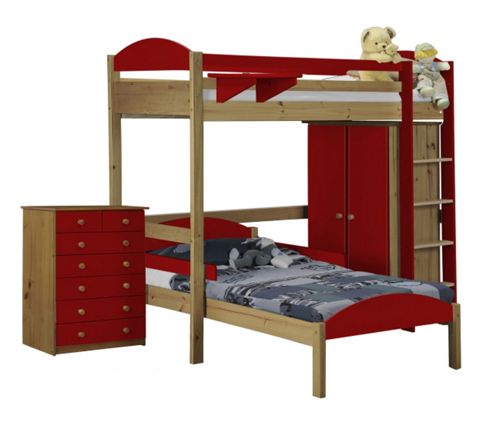 Image of Maximus L Shape High Sleeper Set 2 Antique With Red Details
