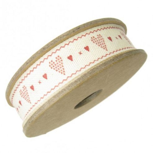 Image of Ribbon Reel - Red Hearts On Cream