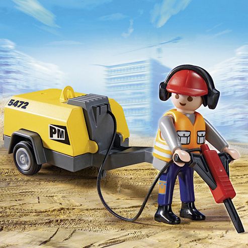 Image of Playmobil Construction Worker With Jack Hammer