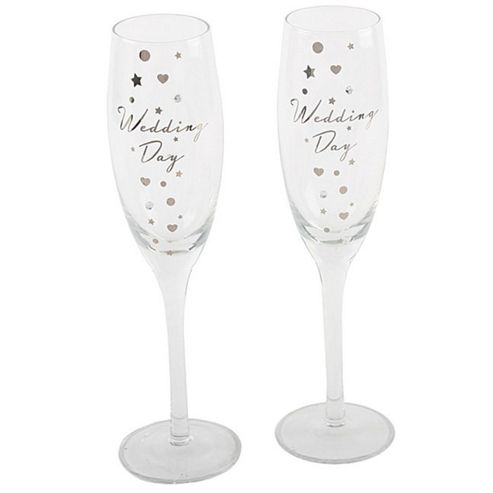 Image of Wedding Day Champagne Flutes - Pair
