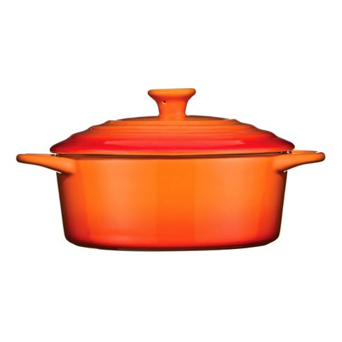 Image of Premier Housewares Oven Love 1.4l Stoneware Casserole Dish In Orange With Lid