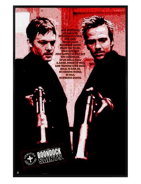 Image of Gloss Black Framed Boondock Saints And Shepherds We Shall Be For Thee Poster