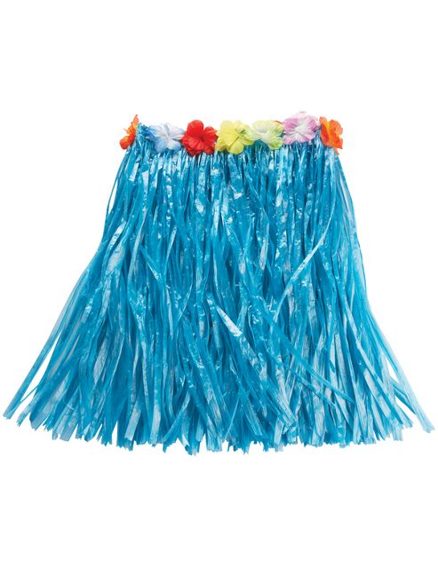 Image of Rubies Fancy Dress Costume - Hawaiian Grass Skirt - Blue - Length 50cm