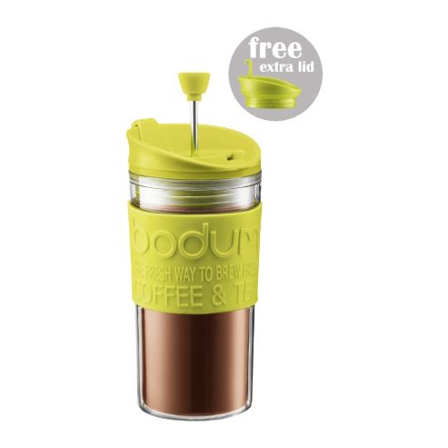 Image of Bodum Travel Press, Travel Mug With Extra Lid, Lime Green 0.35l