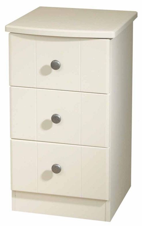 Image of Welcome Furniture Kingston 3 Drawer Bedside Chest In White Or Cream - Cream