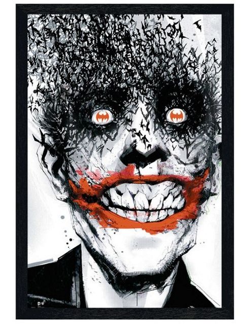 Image of Black Wooden Framed Dc Comics Batman Joker Bats Poster