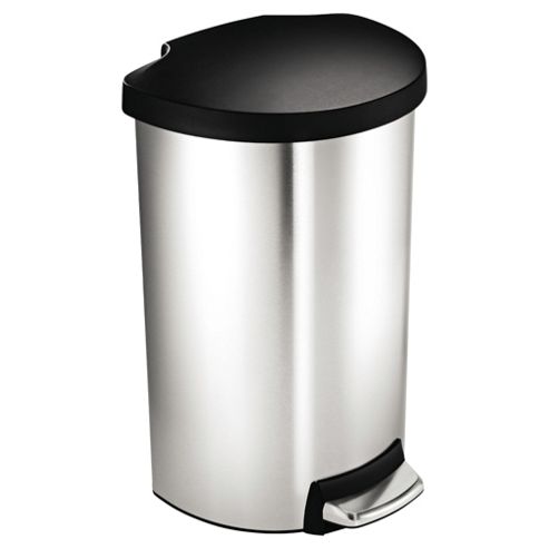 Image of Simplehuman 40 Litre Semi-round Kitchen Bin, Brushed Finish