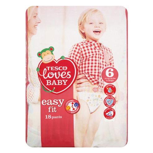 Image of Tesco Loves Baby Easy-fit Nappies - Size 6 - Extra Large - Carry Pack - 18 Pants