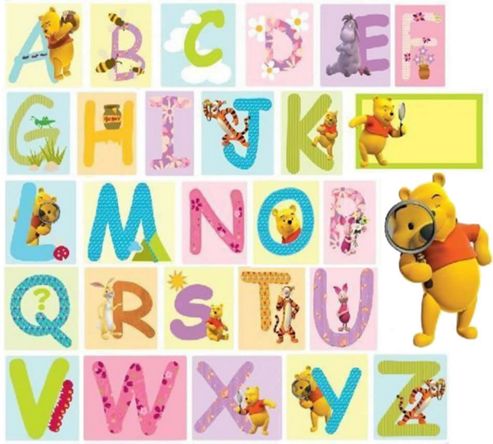 Image of Winnie The Pooh Large Stickers - Alphabet