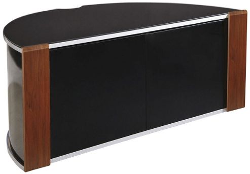 Image of Sirius 850 Walnut And Black Corner Tv Cabinet