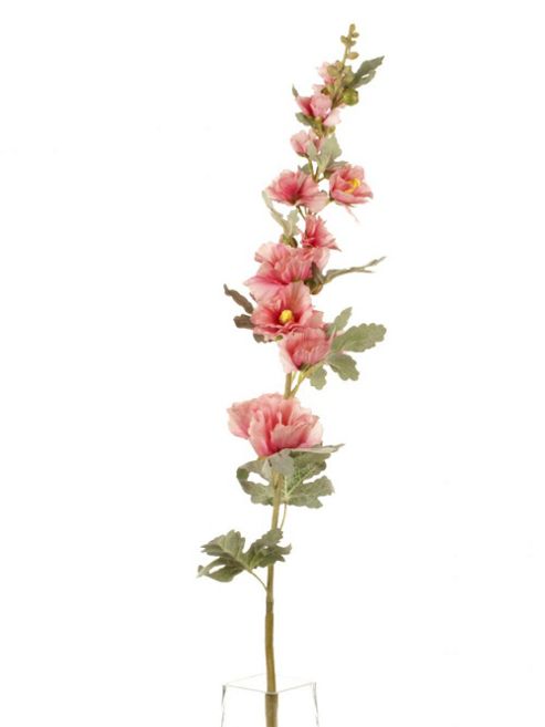 Image of Artificial 103cm Single Stem Pink Hollyhock