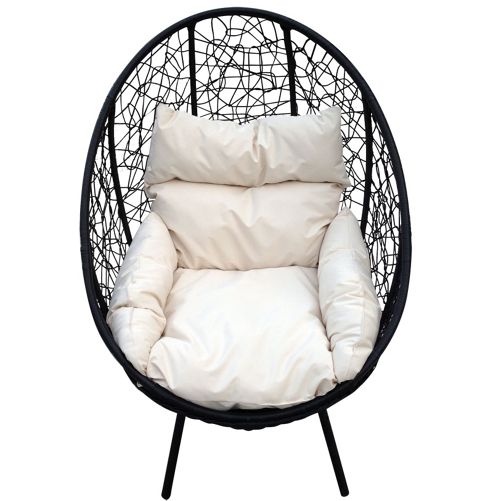 Image of Bentley Garden Black Rattan Pod Chair On Stand