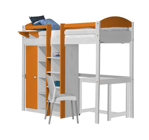 Image of Maximus High Sleeper Set 2 Central Ladder White With Orange Details