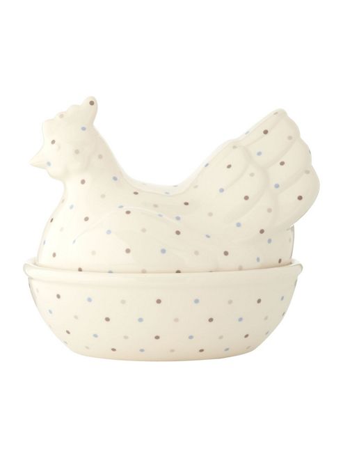 Image of Linea Ceramic Homespun Dotty Chicken Egg Keep In Cream