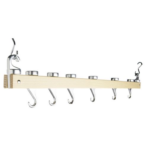 Image of Deluxe Ceiling Mounted Single Wooden Pot Rack