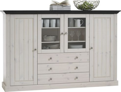 Image of Home Essence Riviera 4 Glazed Door 3 Drawer Display Unit