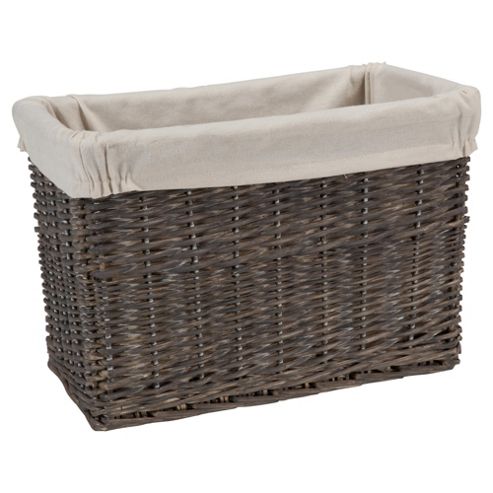 Image of Tesco Wicker Fabric Lined Magazine Basket, Grey